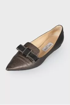 Grained leather balerinas