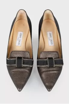 Grained leather balerinas
