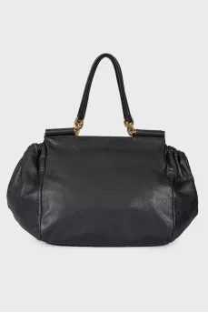Leather bag, voluminous on the sides