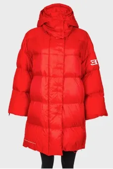 Long quilted down jacket