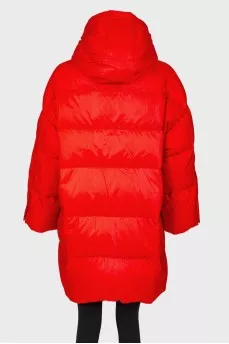 Long quilted down jacket
