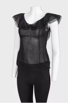 Semi-transparent ruffle top