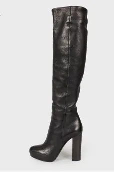 Leather black booties