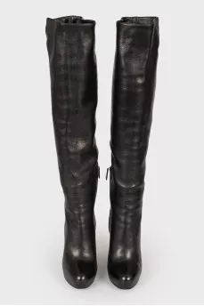 Leather black booties