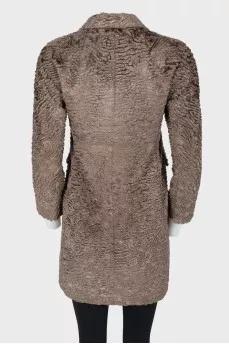 Textured fitted fur coat