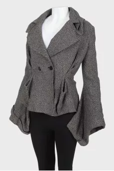 Black and white jacked with flared sleeves