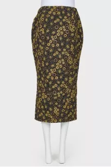 Floral embossed pencil skirt