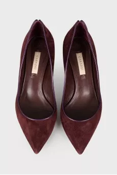 Burgundy suede pumps