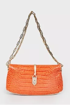 Coral bag with reptile embossing