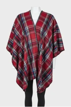Red check poncho