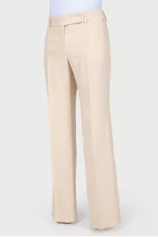 Classic beige straight leg trousers