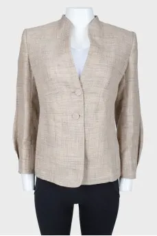 Plaid jacket without lapels
