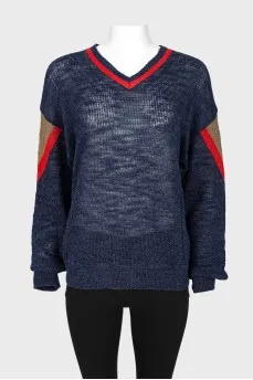 Knitted navy blue pullover