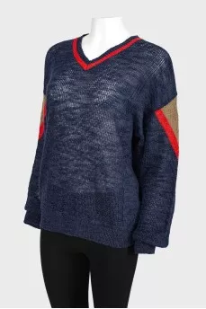 Knitted navy blue pullover