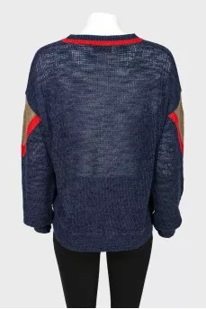 Knitted navy blue pullover