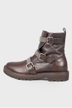Brown leather boots