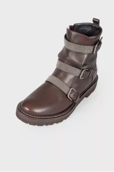 Brown leather boots