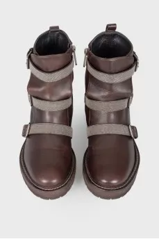Brown leather boots