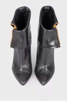 High-heeled leather ankle boots