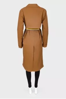 Printed trench coat with waistband
