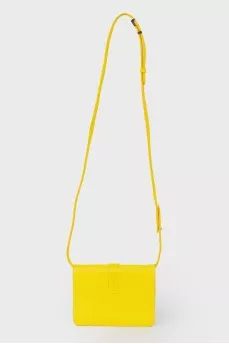 Bright yellow bag on the shoulder belt