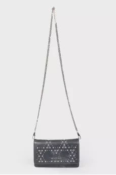 Leather bag with metal chain