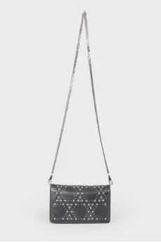 Leather bag with metal chain