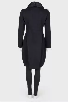 Black coat with a fur collar