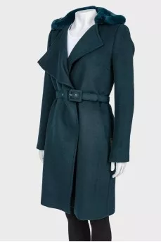 Coat on a belt with a tag