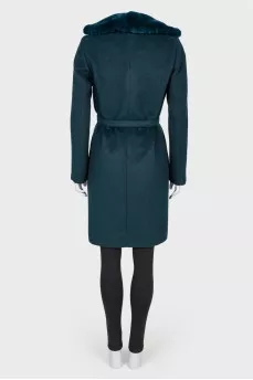 Coat on a belt with a tag