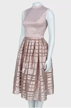 Dress with striped hem
