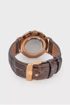 Watch with leather strap