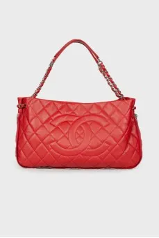 Quilted red leather bag