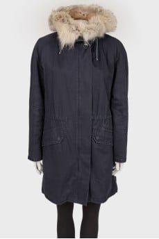 Jacket with rabbit fur