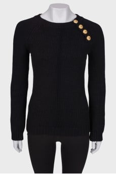 Woolen sweatshirt with textured decor