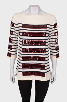 Striped sweatshirt with sequins