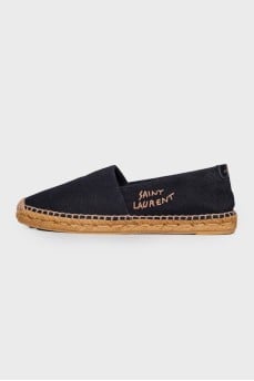 Textile black espadrilles with tag