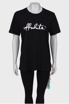 Black T-shirt with logo and tag