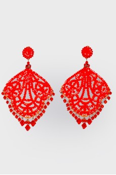 Сережки з червоними стразами