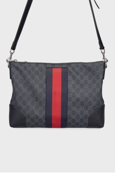 Сумка Web Zip Flat Messenger GG Coated Canvas