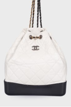 Рюкзак Gabrielle White/Black Aged Quilted Leather