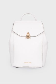Leather white backpack