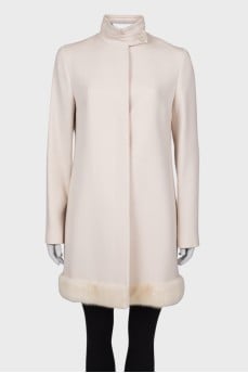 White coat with fur on the hem