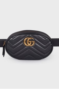 Поясная сумка Black Matelassé Leather GG Marmont