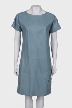 Leather dress with a patch at the bottom