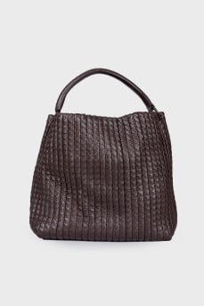 Коричневая сумка Nappa Intrecciato Frame Tote Colonial