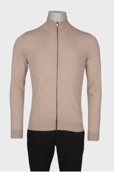 Men's wool sweater with a zip