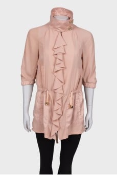 Beige ruffled anorak