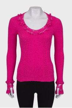 Sweater with lace and decor