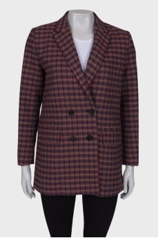 Checked double-breasted jacket